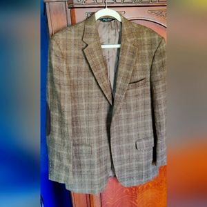 Jos A Bank Brown Plaid Wool Sport Coat blazer tailored fit size 42 regular